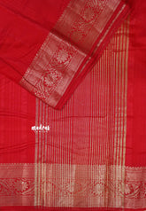 Red - Madhuram - Soft Matka silk with grooves body with traditional border